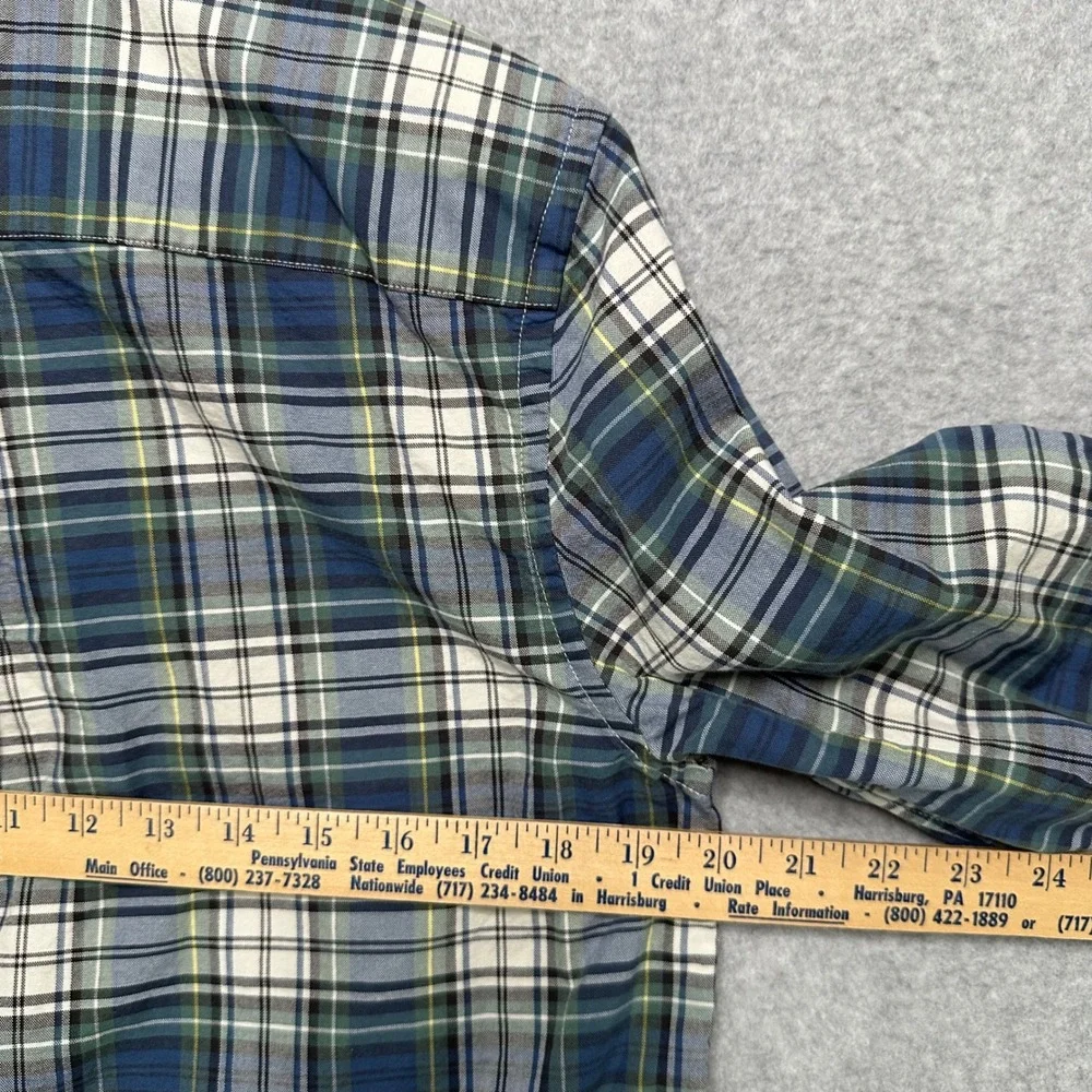 Ralph Lauren Boys XL 18-20 Blue Green Plaid Long Sleeve Button Down Shirt Pony